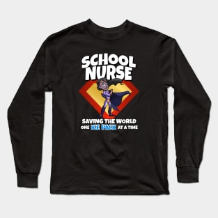 School Nurse Saving The World One Ice Pack At A Time DK Skin Long Sleeve T-Shirt